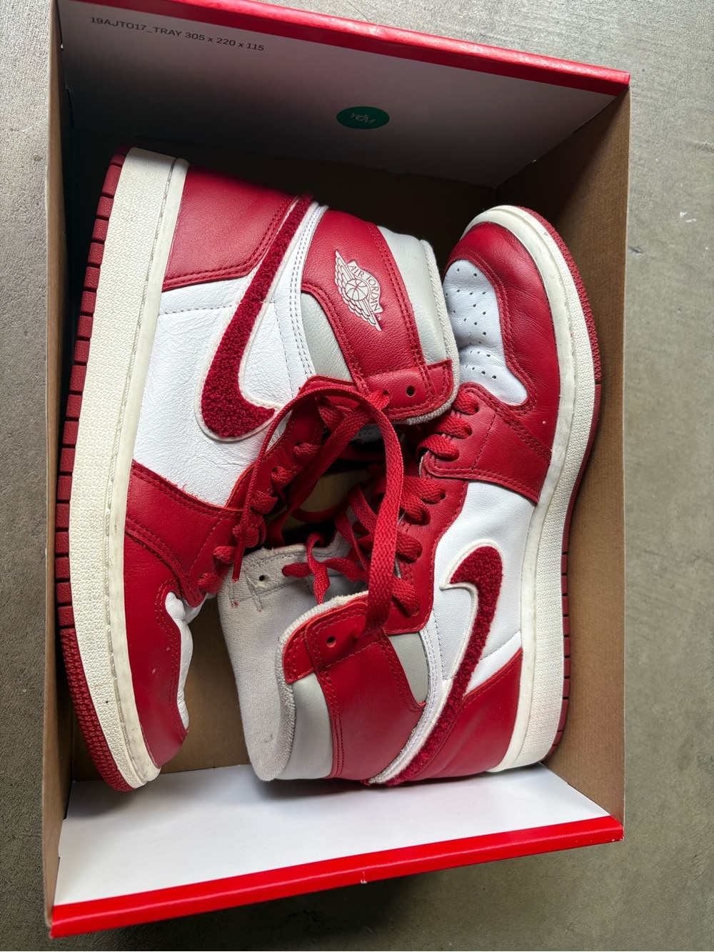 Nike Red and White Jordan 1 High-Top Sneakers